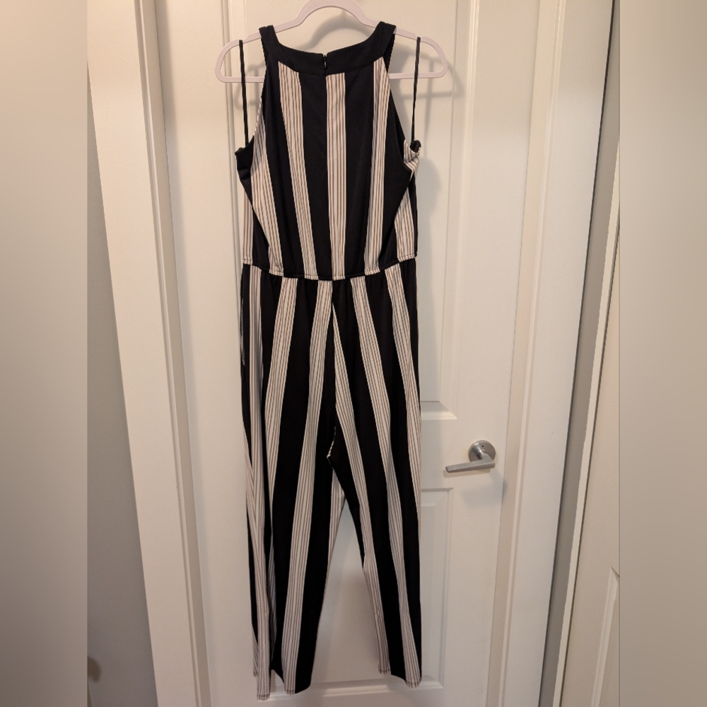Enfocus Studio Black and White Striped Jumpsuit with Belt - Picture 3 of 5